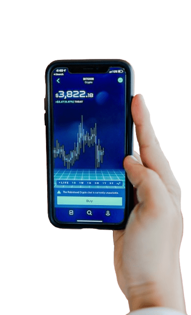 a person checking stocks graph on his mobile screen