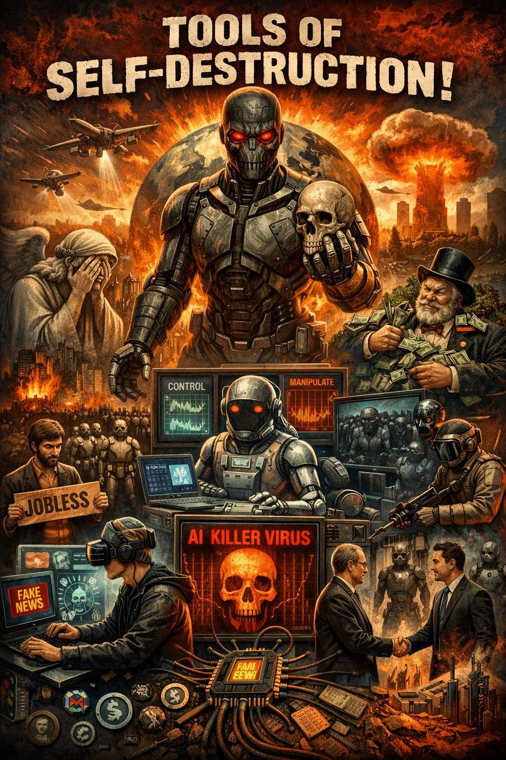 Depiction of the future if AI remained uncontrolled.