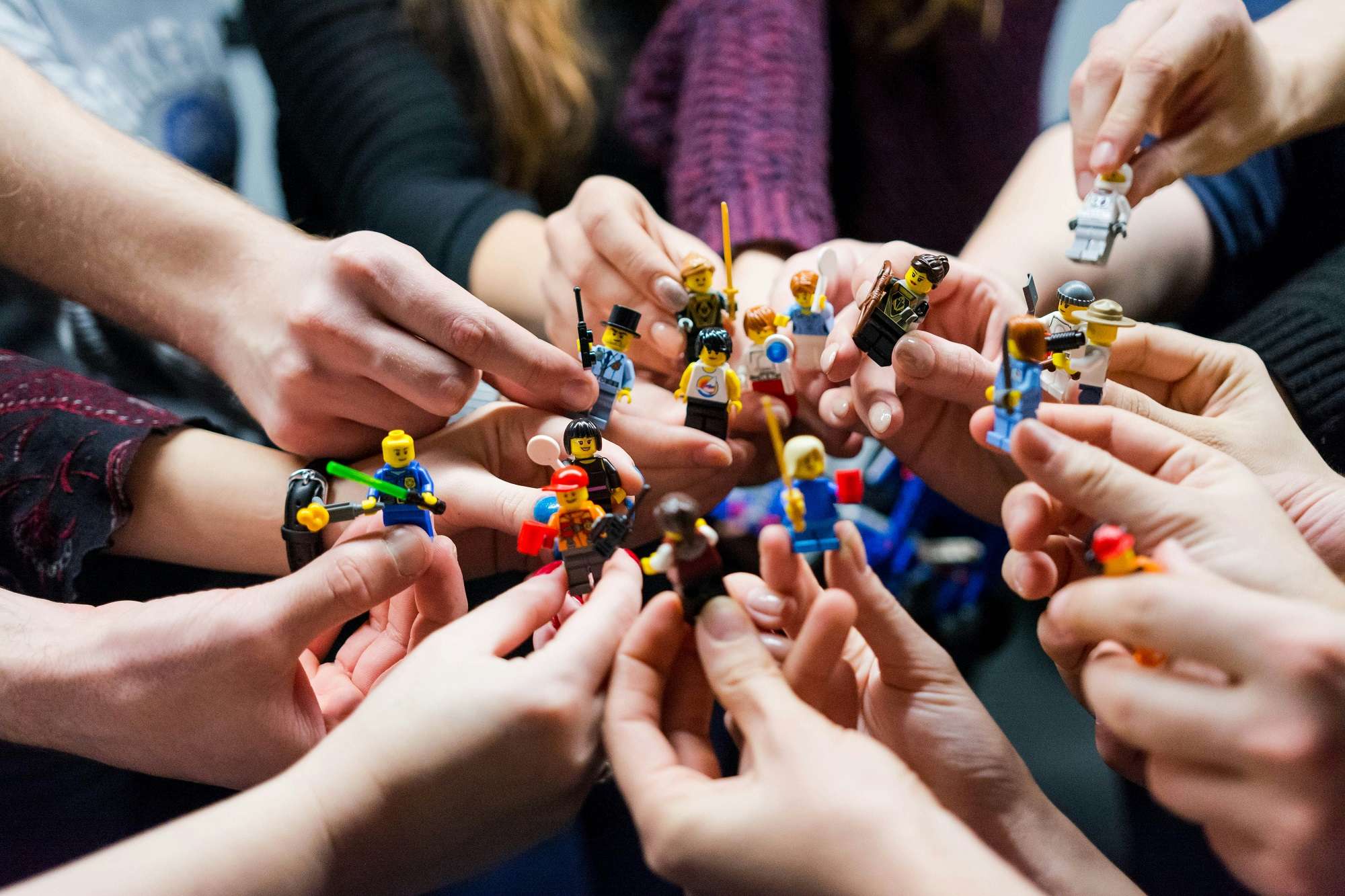 Lego toys in hands
