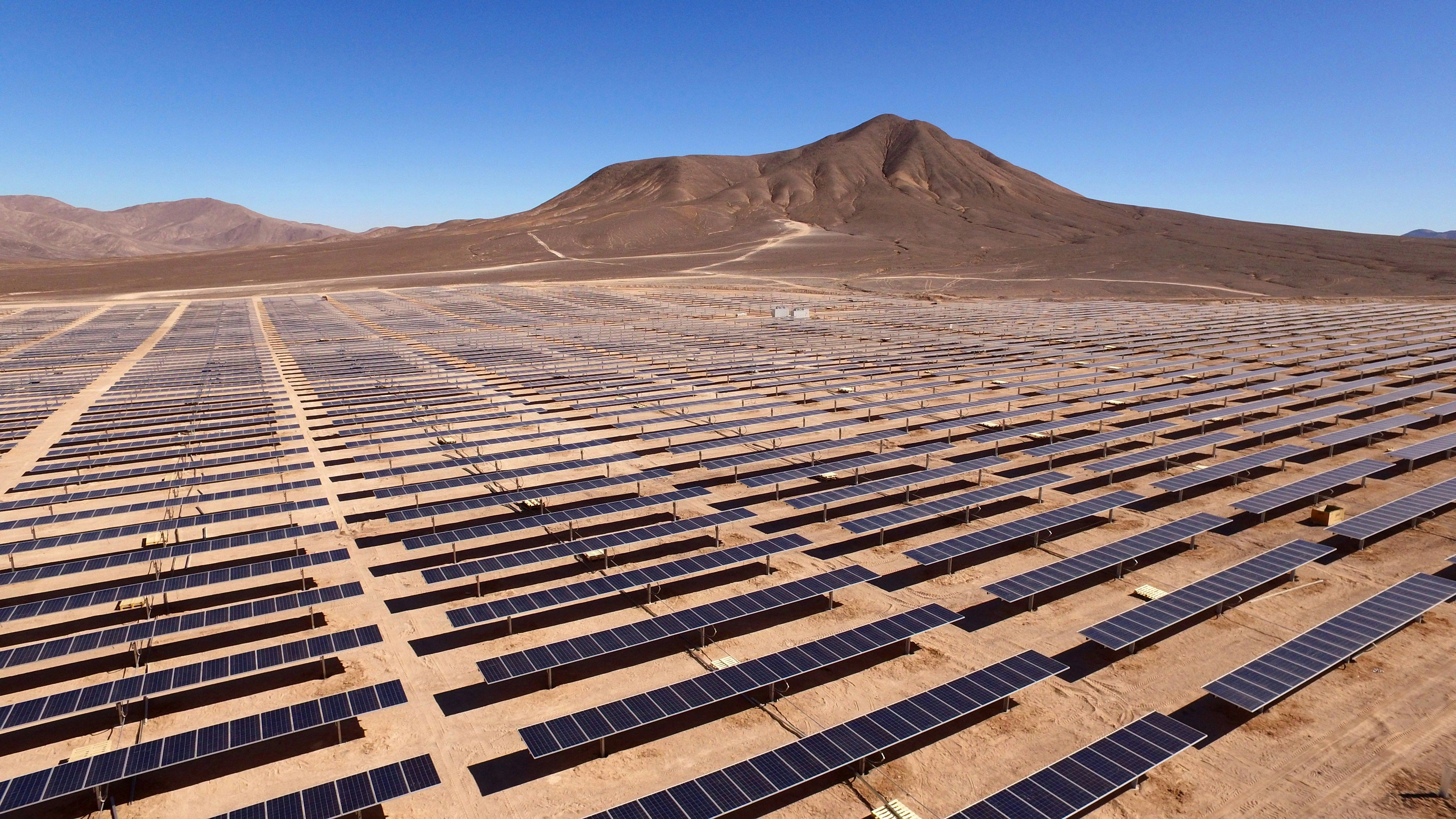 Solar power panels in desert